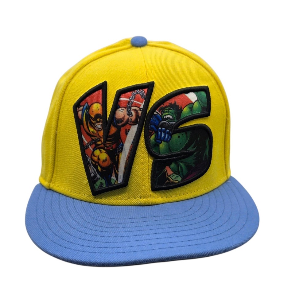 Marvel Comics Wolverine vs Hulk VS New‎ Era 59FIFTY Fitted Hat Yellow Blue 7 1/2 - Picture 6 of 6